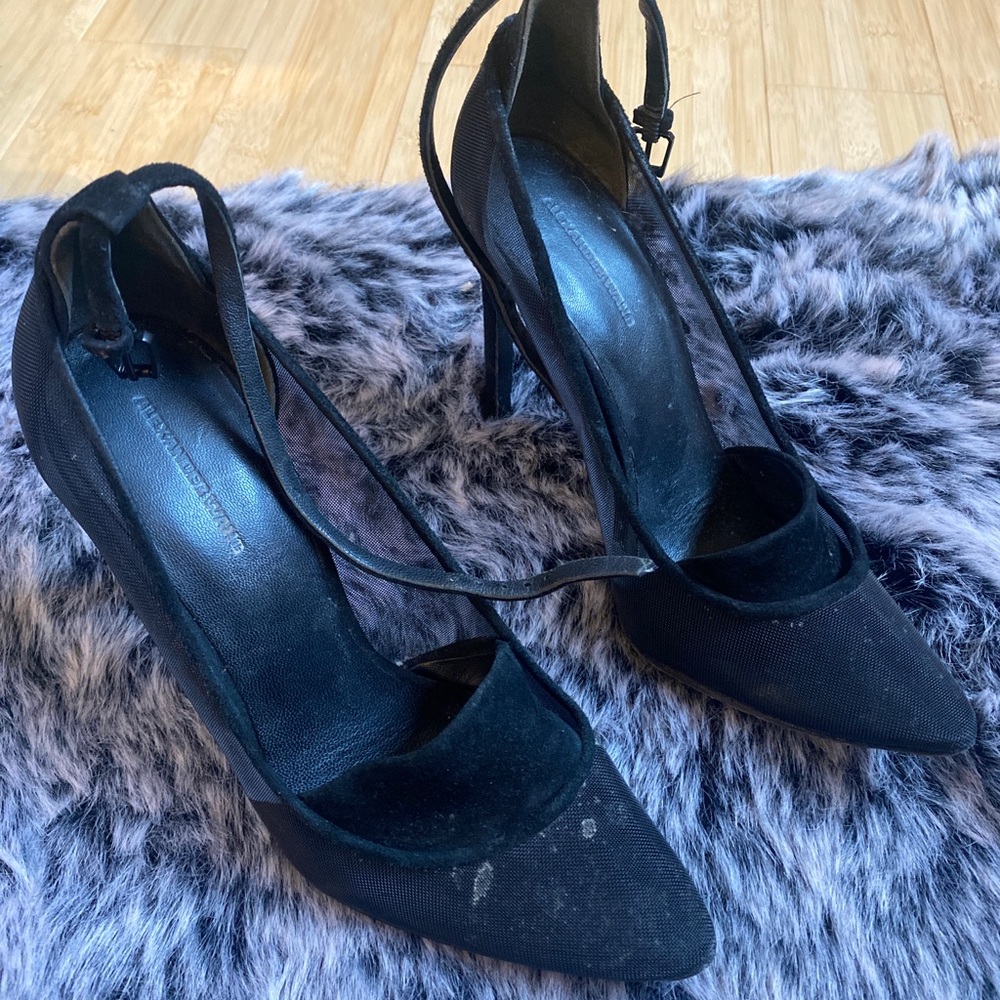 Alexander Wang Black Pointy Toe Heels Mesh